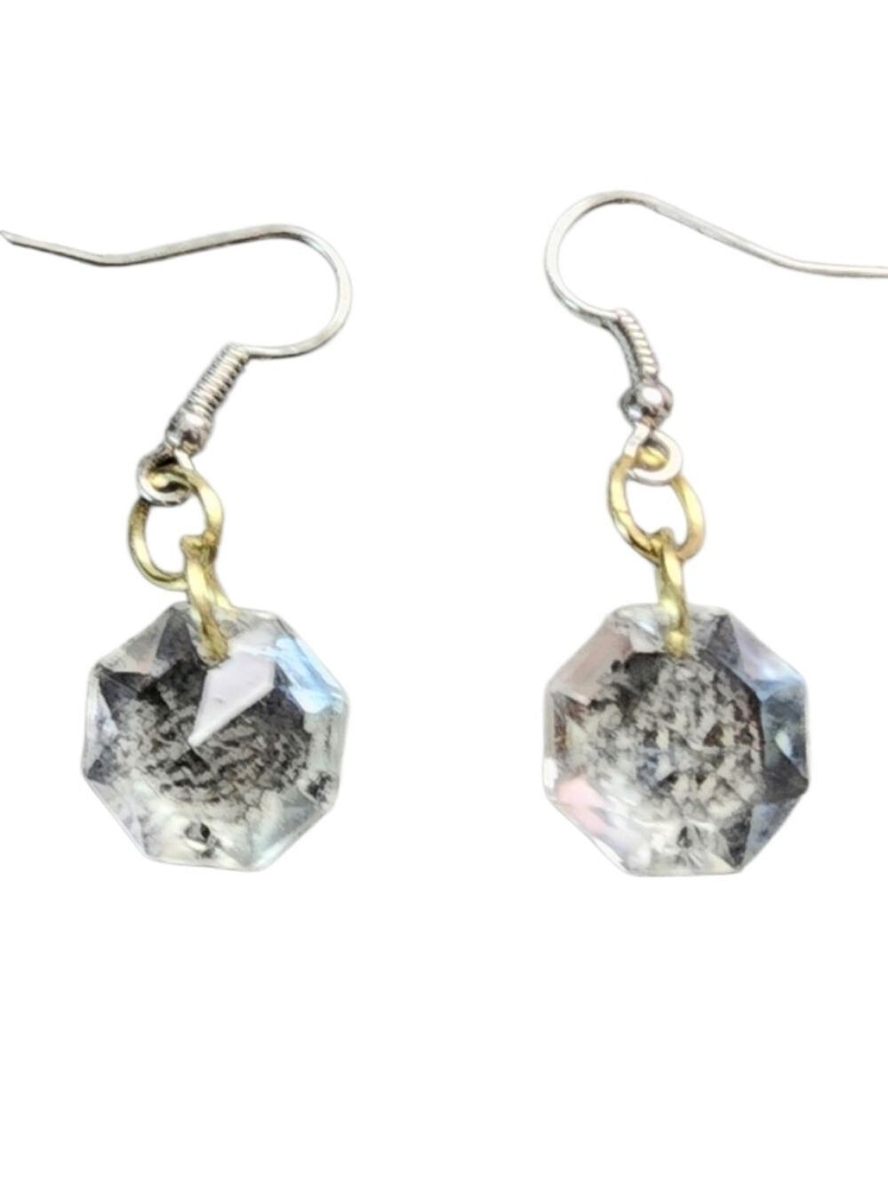 Gold Silver Crystal Dangle Earrings